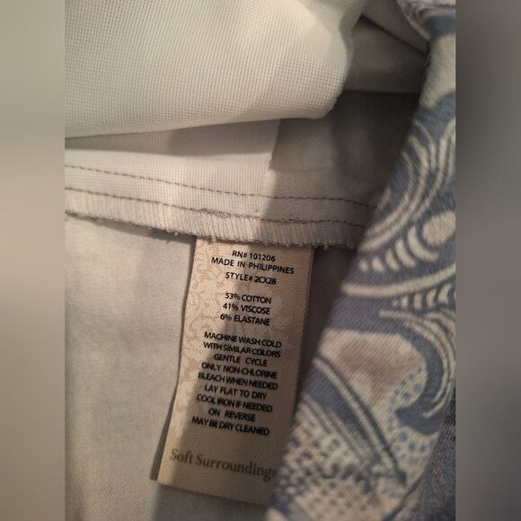 Soft Surroundings Elegant Blue Patterned Women's Crop  Pants Size M - Picture 5 of 9